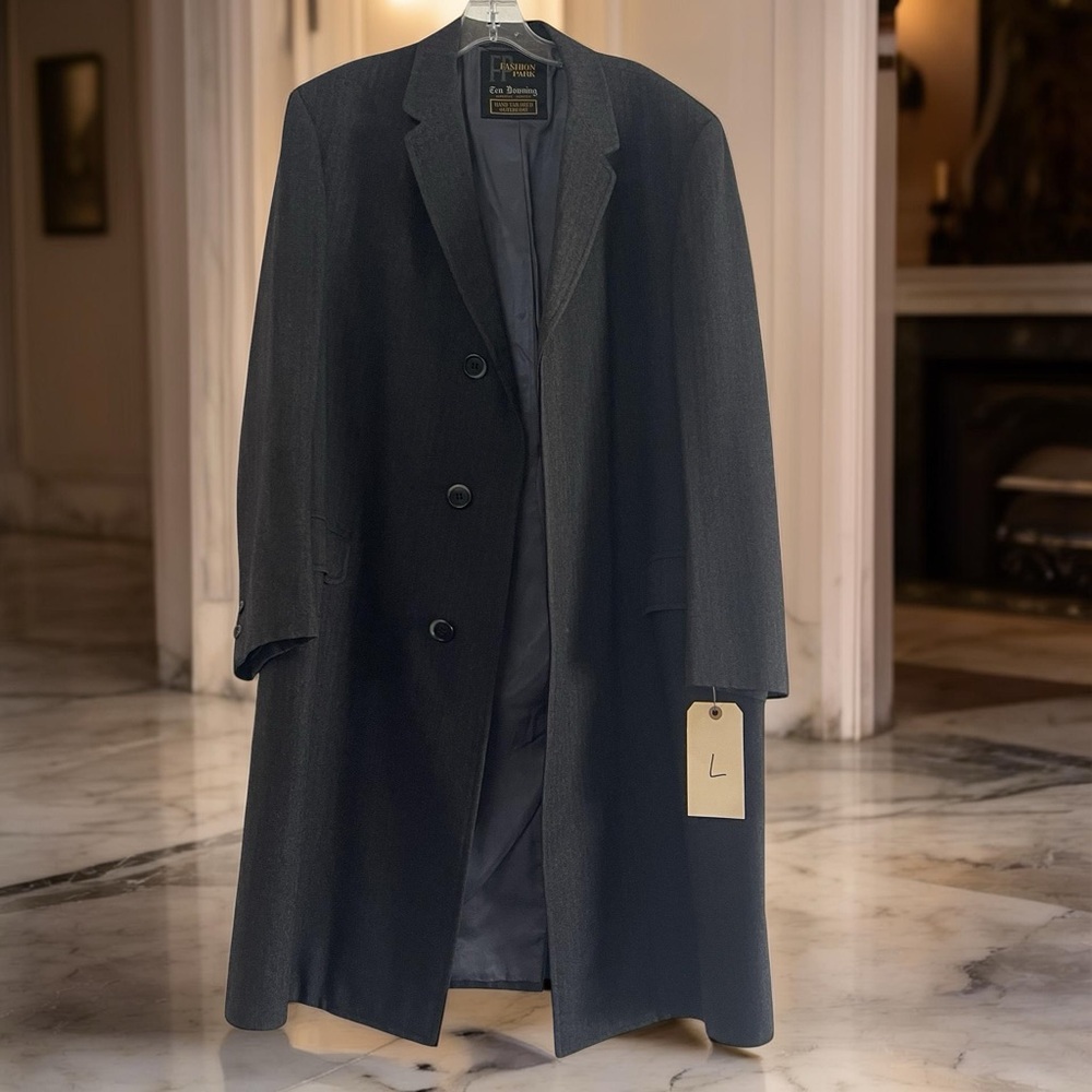 Fashion Park Hand Tailored Luxury Black Overcoat size L - Picture 2 of 11